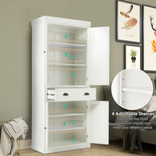 Load image into Gallery viewer, Gymax Kitchen Cabinet Pantry Cupboard Freestanding W/Adjustable Shelves White