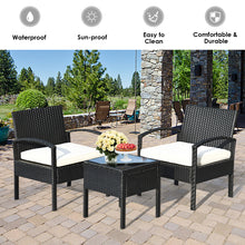 Load image into Gallery viewer, Gymax 3PCS Patio Rattan Furniture Set Conversation Sofa Cushioned Coffee Table Garden