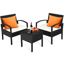 Load image into Gallery viewer, Gymax 3PCS Patio Rattan Furniture Set Conversation Sofa Cushioned Coffee Table Garden
