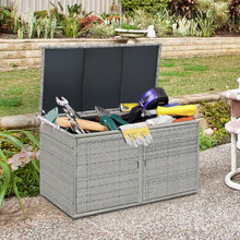 Load image into Gallery viewer, Gymax 88 Gallon Rattan Storage Box Outdoor Patio Container Seat w/ Shelf Door