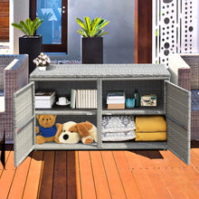 Load image into Gallery viewer, Gymax 88 Gallon Rattan Storage Box Outdoor Patio Container Seat w/ Shelf Door