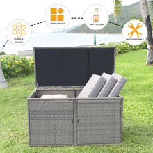 Load image into Gallery viewer, Gymax 88 Gallon Rattan Storage Box Outdoor Patio Container Seat w/ Shelf Door