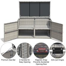 Load image into Gallery viewer, Gymax 88 Gallon Rattan Storage Box Outdoor Patio Container Seat w/ Shelf Door
