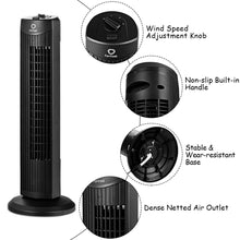 Load image into Gallery viewer, Gymax 28'' Portable Oscillating Tower Fan w/ 3 Speed Low Noise Home Office Black