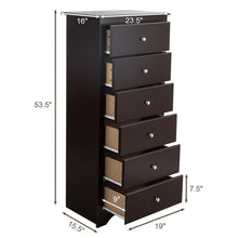 Load image into Gallery viewer, Gymax 6 Drawer Chest Dresser Clothes Storage Bedroom Tall Furniture Cabinet Brown