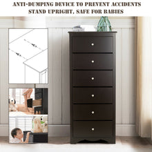 Load image into Gallery viewer, Gymax 6 Drawer Chest Dresser Clothes Storage Bedroom Tall Furniture Cabinet Brown