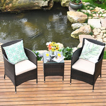 Load image into Gallery viewer, Gymax 3PCS Patio Rattan Furniture Set Outdoor w/ Cushioned Chairs Coffee Table
