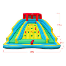 Load image into Gallery viewer, Gymax Inflatable Mighty Water Park Bouncy Splash Pool Climbing Wall w/ 735W Blower