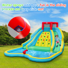 Load image into Gallery viewer, Gymax Inflatable Mighty Water Park Bouncy Splash Pool Climbing Wall w/ 735W Blower