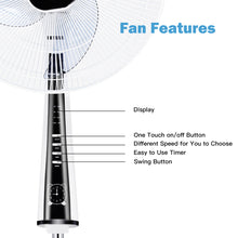 Load image into Gallery viewer, Gymax 16'' Adjustable Pedestal Fan w/ 4 Blades 3 Speeds 3 Modes Remote Control