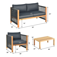 Load image into Gallery viewer, Gymax 8PCS Acacia Wood Outdoor Patio Furniture Set Cushioned Sofa W/Nylon Rope Armrest