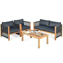 Load image into Gallery viewer, Gymax 8PCS Acacia Wood Outdoor Patio Furniture Set Cushioned Sofa W/Nylon Rope Armrest