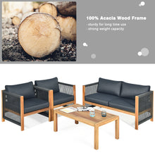 Load image into Gallery viewer, Gymax 8PCS Acacia Wood Outdoor Patio Furniture Set Cushioned Sofa W/Nylon Rope Armrest