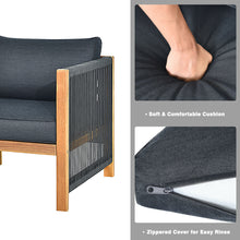 Load image into Gallery viewer, Gymax 8PCS Acacia Wood Outdoor Patio Furniture Set Cushioned Sofa W/Nylon Rope Armrest