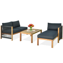 Load image into Gallery viewer, Gymax 3PCS Patio Acacia Wood Sofa Furniture Set Thick Cushion W/Nylon Rope Armrest