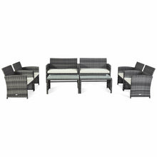 Load image into Gallery viewer, Gymax 8PCS Patio Outdoor Rattan Furniture Set w/ Cushioned Chair Loveseat Table