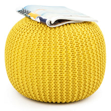 Load image into Gallery viewer, Gymax Pure Cotton Pouf Floor Ottoman Hand Knitted Footrest Cable Style Home