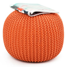 Load image into Gallery viewer, Gymax Pure Cotton Pouf Floor Ottoman Hand Knitted Footrest Cable Style Home