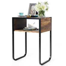 Load image into Gallery viewer, Gymax Side Table Industrial Coffee Table w/Metal Frame Rustic End Table Nightstand