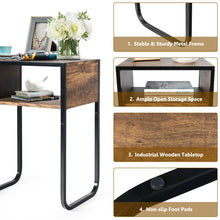 Load image into Gallery viewer, Gymax Side Table Industrial Coffee Table w/Metal Frame Rustic End Table Nightstand