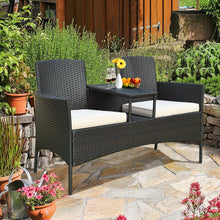 Load image into Gallery viewer, Gymax Brown Cushioned Rattan Wicker Patio Conversation Set Loveseat Table