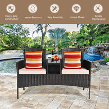 Load image into Gallery viewer, Gymax Brown Cushioned Rattan Wicker Patio Conversation Set Loveseat Table