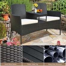 Load image into Gallery viewer, Gymax Brown Cushioned Rattan Wicker Patio Conversation Set Loveseat Table