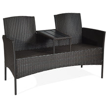 Load image into Gallery viewer, Gymax Brown Cushioned Rattan Wicker Patio Conversation Set Loveseat Table