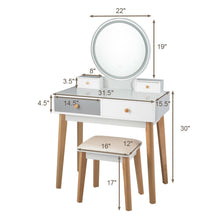 Load image into Gallery viewer, Gymax Makeup Dressing Vanity Table Set w/ Touch Screen Dimming Mirror Stool