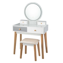 Load image into Gallery viewer, Gymax Makeup Dressing Vanity Table Set w/ Touch Screen Dimming Mirror Stool