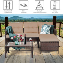 Load image into Gallery viewer, Gymax 3PC Rattan Furniture Sofa Lounge Chaise Set Outdoor Patio Garden