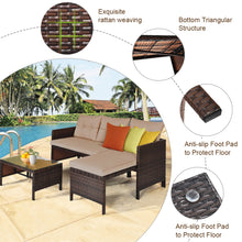 Load image into Gallery viewer, Gymax 3PC Rattan Furniture Sofa Lounge Chaise Set Outdoor Patio Garden