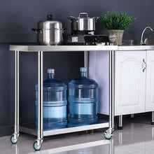 Load image into Gallery viewer, Gymax 24'' x 36'' Stainless Steel Commercial Kitchen Work Table w/ 4 Wheels