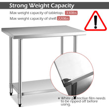 Load image into Gallery viewer, Gymax 24'' x 36'' Stainless Steel Commercial Kitchen Work Table w/ 4 Wheels