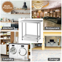 Load image into Gallery viewer, Gymax 24'' x 36'' Stainless Steel Commercial Kitchen Work Table w/ 4 Wheels