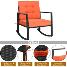 Load image into Gallery viewer, Gymax 2PCS Outdoor Wicker Rocking Chair Patio Lawn Rattan Single Chair Glider w/ Cushion