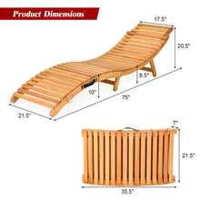 Load image into Gallery viewer, Gymax Outdoor Folding Chaise Eucalyptus Lounge Chair w/ Double-sided Cushion