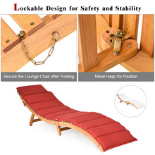 Load image into Gallery viewer, Gymax Outdoor Folding Chaise Eucalyptus Lounge Chair w/ Double-sided Cushion