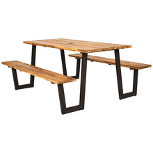 Load image into Gallery viewer, Gymax Picnic Table Bench Set Outdoor Camping Wooden 2 Built-in Benches w/Umbrella Hole