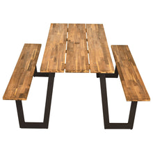 Load image into Gallery viewer, Gymax Picnic Table Bench Set Outdoor Camping Wooden 2 Built-in Benches w/Umbrella Hole