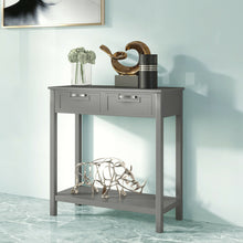 Load image into Gallery viewer, Gymax Accent Console Table Entryway Sofa Foyer Table Storage Shelf W/2 Drawers Gray