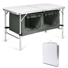 Load image into Gallery viewer, Gymax Folding Camping Table Aluminum Height Adjustable w/ Storage Organizer Grey