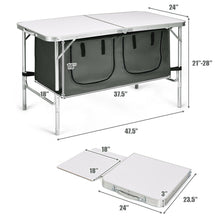 Load image into Gallery viewer, Gymax Folding Camping Table Aluminum Height Adjustable w/ Storage Organizer Grey