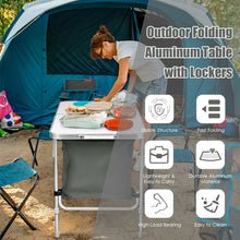 Load image into Gallery viewer, Gymax Folding Camping Table Aluminum Height Adjustable w/ Storage Organizer Grey