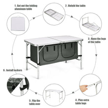 Load image into Gallery viewer, Gymax Folding Camping Table Aluminum Height Adjustable w/ Storage Organizer Grey