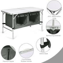 Load image into Gallery viewer, Gymax Folding Camping Table Aluminum Height Adjustable w/ Storage Organizer Grey