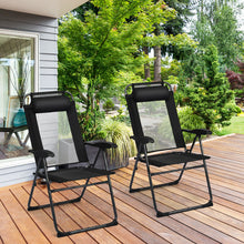 Load image into Gallery viewer, Gymax 2PC Folding Chairs Adjustable Reclining Chairs with Headrest Patio Garden Black