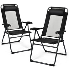 Load image into Gallery viewer, Gymax 2PC Folding Chairs Adjustable Reclining Chairs with Headrest Patio Garden Black