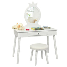 Load image into Gallery viewer, Gymax Kids Vanity Makeup Table & Chair Set Make Up Stool Play Set for Children White