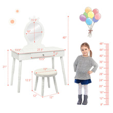 Load image into Gallery viewer, Gymax Kids Vanity Makeup Table & Chair Set Make Up Stool Play Set for Children White